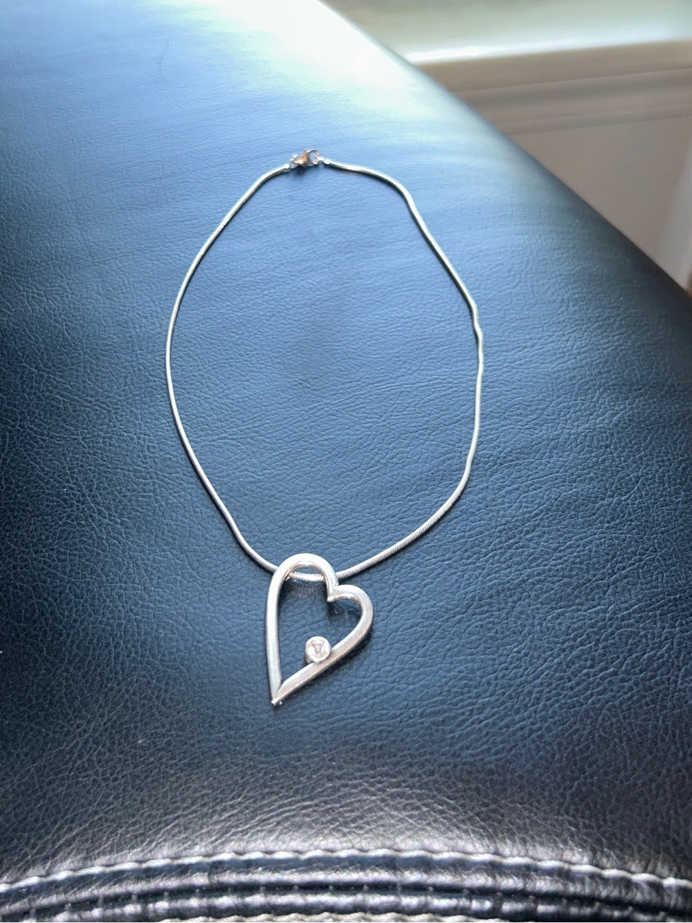 Open Heart Pendant Necklace with Crystal Accent